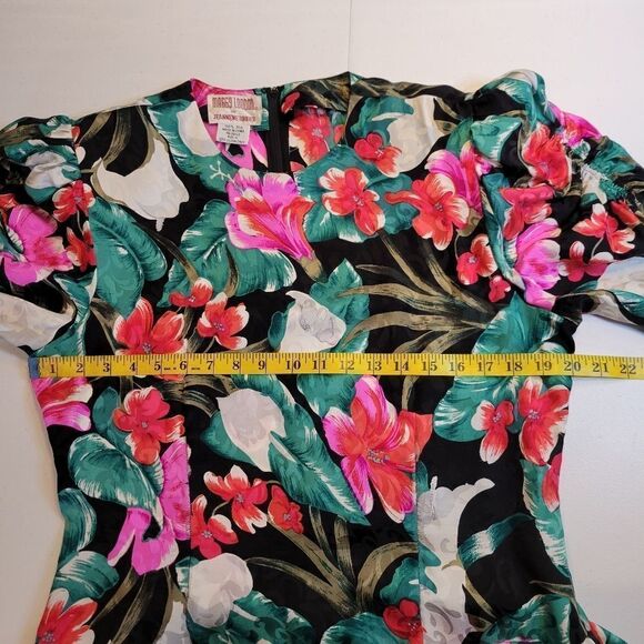 Maggy London by Jeannene Booher 80s Silk Tropical Dress Women's Plus Size 14 - Picture 12 of 14